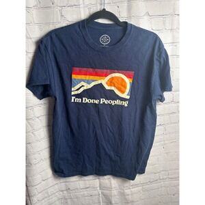 DOM Graphic T-Shirt Funny Slogan Tee I'm Done Peopling‎ Blue Size M